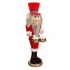 Soldatino schiaccianoci con tamburello e divisa rossa in stoffa alto 61cm 39023 COLORI E LUCI