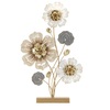 Immagine aggiuntiva di Soprammobile scultura in ferro con fiori toni del bianco tortora grigio oro  