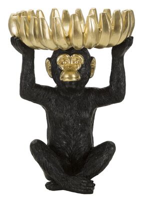 Statuetta scimmia svuota tasche con casco di banane 23x31,5  41759
