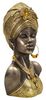Particolare di Statua etnica viso di donna africana con turbante mod. B 21x15x34  41764
