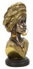 Particolare di Statua etnica viso di donna africana con turbante mod. C 21x16x38  41765