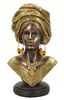 Immagine aggiuntiva di Statua etnica viso di donna africana con turbante mod. D 15x12x28  41766