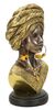 Particolare di Statua etnica viso di donna africana con turbante mod. D 15x12x28  41766