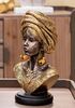 Statua etnica viso di donna africana con turbante mod. D 15x12x28  41766