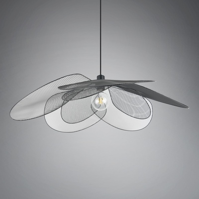 Lampadario a sospensione grande design fiore metallo nero 67cm  43379