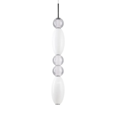 Lampadario LED verticalit&agrave; ritmica e presenza architettonica vetro opalino e trasparente 3000K LUMIE