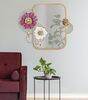 Specchio da muro con appendini e decoro fiori 75x64,1  41602 - foto 4