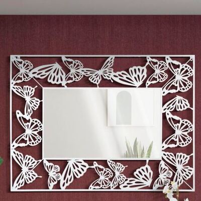 Speccho bianco da arredo di forma allungata farfalle 85x115  41618