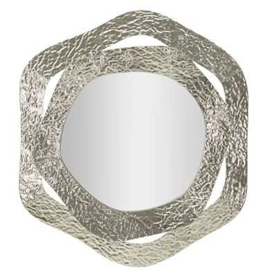 Specchio con cornice decorativa argento in metallo 66x75  42558