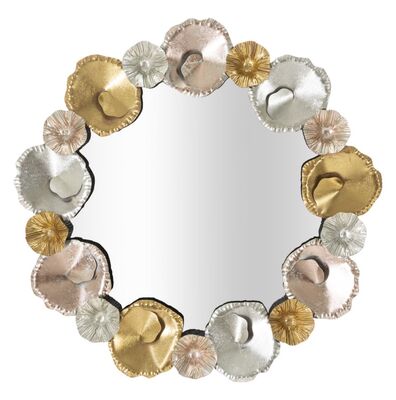 Specchio da parete adornato da cornice corolla di fiori 75,5cm  41848