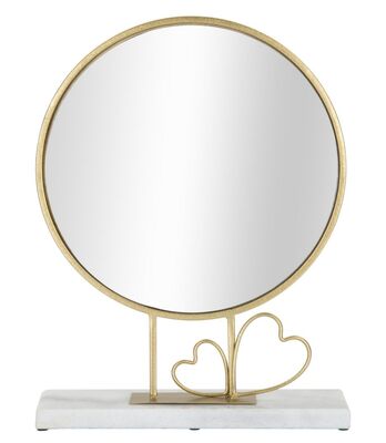 Specchio da tavolo con base marmo e decoro a cuore 30x39,5  41609