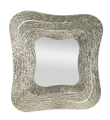 Specchio decorativo con cornice martellata argento 74x79  42559
