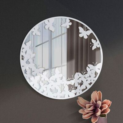 Specchio decorativo da ingresso o camera da letto bianco farfalle 62,5cm  41619
