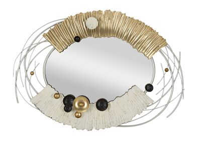 Specchio decorativo ovale metallo oro bianco argento 114x81  42561
