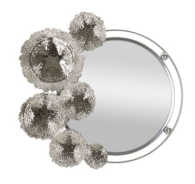 Specchio argento con decorazione in metallo particolare ingresso 87x80,6  42560