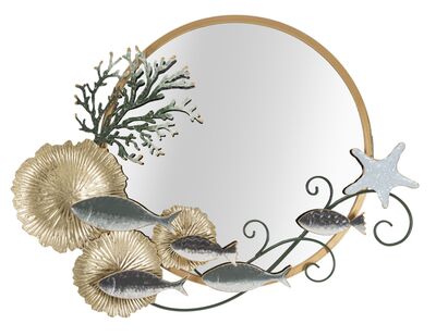 Specchio rotondo da parete con pesci e coralli 88,9x65,4 decorativo  41601
