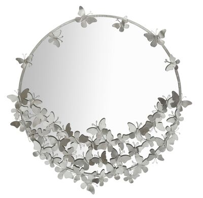 Specchio decorativo motivo argento farfalle 91x94cm  41603