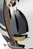 Particolare di Specchio rotondo decorativo ingresso con barche a vela oro blu legno 71x64  42570