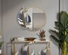Specchio rotondo decorativo ingresso con barche a vela oro blu legno 71x64  42570 - foto 4