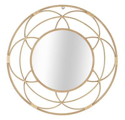 Specchio da parete rotondo in rattan e ferro archi 60cm  41844