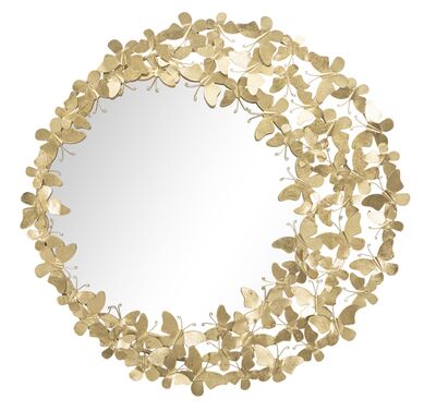 Specchio grande rotondo 55cm da parete decorativo farfalle oro 81,5cm  41606