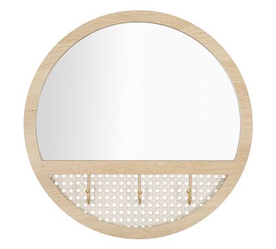 Specchi rotondo semplice cornice legno con appendiabiliti 50cm  41630