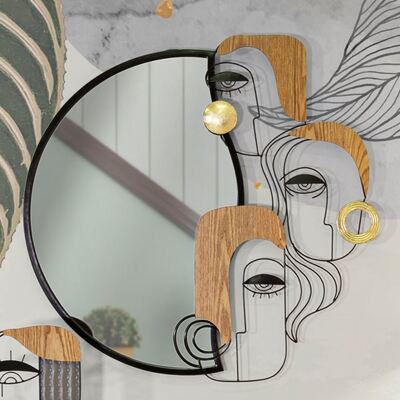 Specchio decorativo mezzaluna con visi 83x80 (48,5x72)  41558