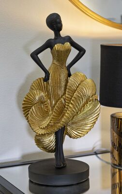 Soprammobile ballerina decorazione oro e nero 16,5x15x36  41753