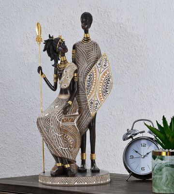 Coppia africana in costume tribale tipico 16,5x11,5x38  41748