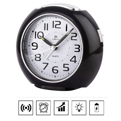 Sveglia analogica silenziosa nera luce snooze bip bip  44041