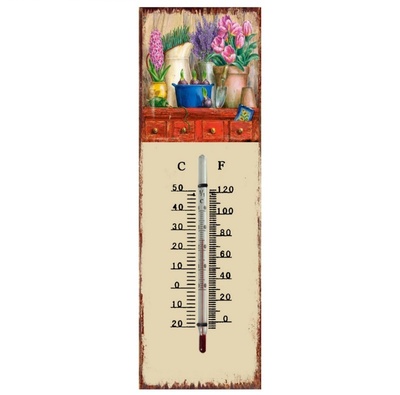 Termometro da appendere shabby fiori lavanda e cassetto rosso  38893