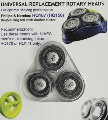 3 testine ricambio rasoio modello HQ167 PHILIPS adattabili 39867 RICAMBI
