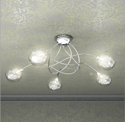 Lampadario a soffitto moderno a intreccio 5 vetri trasparenti con fori 1109/PL5 SUPER BALL TOP LIGHT
