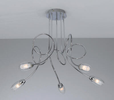 Lampadario moderno 5 luci vetro trasparente 1011/PL5-A FEELING TOP LIGHT