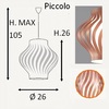 Rame metallizzato 26cm: Lampadario vibrazioni cromatiche curve in acrilico colorato piccolo H25S/COP