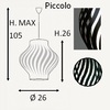 Nero 26cm - Lampadario vibrazioni cromatiche curve in acrilico colorato piccolo H25S/NE LINEA ZERO