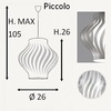 Argento metal 26cm - Lampadario vibrazioni cromatiche curve in acrilico colorato H25S/SVR LINEA ZERO