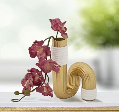 Piccolo vaso decorativo design tubo curvato per fiori 10,7x18,3 2 Pezzi  42887