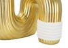 Vaso per fiori arredo design tubo curvato bianco oro 15,3x13x10,5  42889 - foto 4