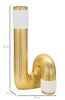 Vaso per fiori arredo design tubo curvato bianco oro 15,3x13x10,5  42889 - foto 5