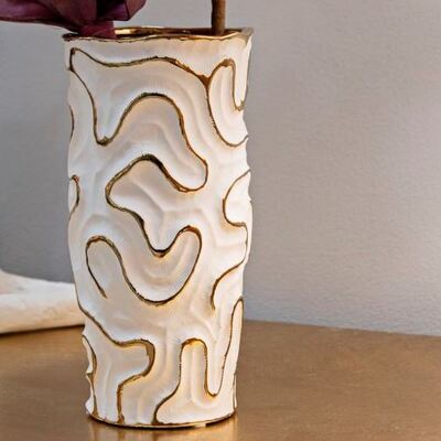 Vaso bianco moderno ghirigoro raffinato 12,5x25  42876