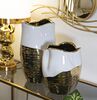 Vaso in ceramica oro e bianco smerlato 20x25 piccolo  42894 - foto 4