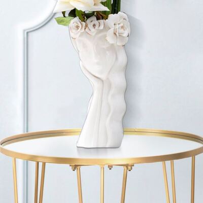 Vaso per fiori moderno donna sognatrice in porcellana bianca 14,8x13x29 41529 COLORI E LUCI