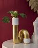 Vaso da arredo oro bianco per fiori design tubo curvato 14,5x13x25 Set 2 pezzi  42890