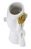 Particolare di Vaso per fiori resina bianca sagoma viso con fiore 14x27  42859