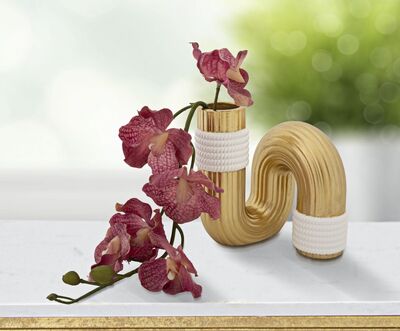 Vaso piccolo decorativo per fiori design tubo curvato 10,5x12,7 Set 2  42888