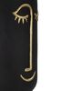 Particolare di Vaso tribale nero con dettagli oro diametro 21x45  41540