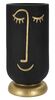 Vaso tribale nero con dettagli oro diametro 21x45  41540