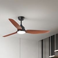Ventilatore da soffitto con led design nero opaco con pale noce legno scuro  43240
