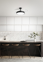 Ventilatore con luce LED a soffitto 4 pale design nero pale trasparenti a scomparsa 7165NCT PERENZ